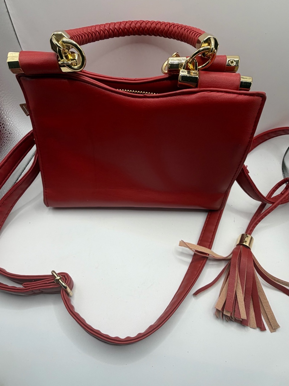 Bebe “Winnie” Mini Shopper Red Quilted Crossbody Bag - Picture 3 of 5